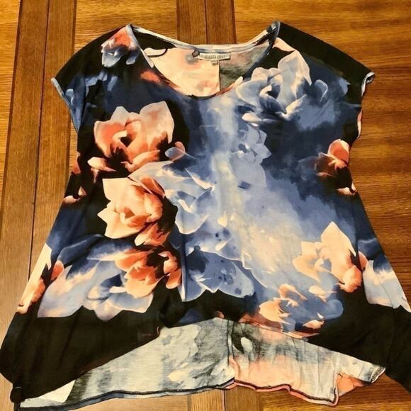 JENNIFER LOPEZ Womens Mesh Shoulder Floral Blouse Size Small - Picture 5 of 7